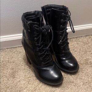 JustFab Black Lace-Up Boots